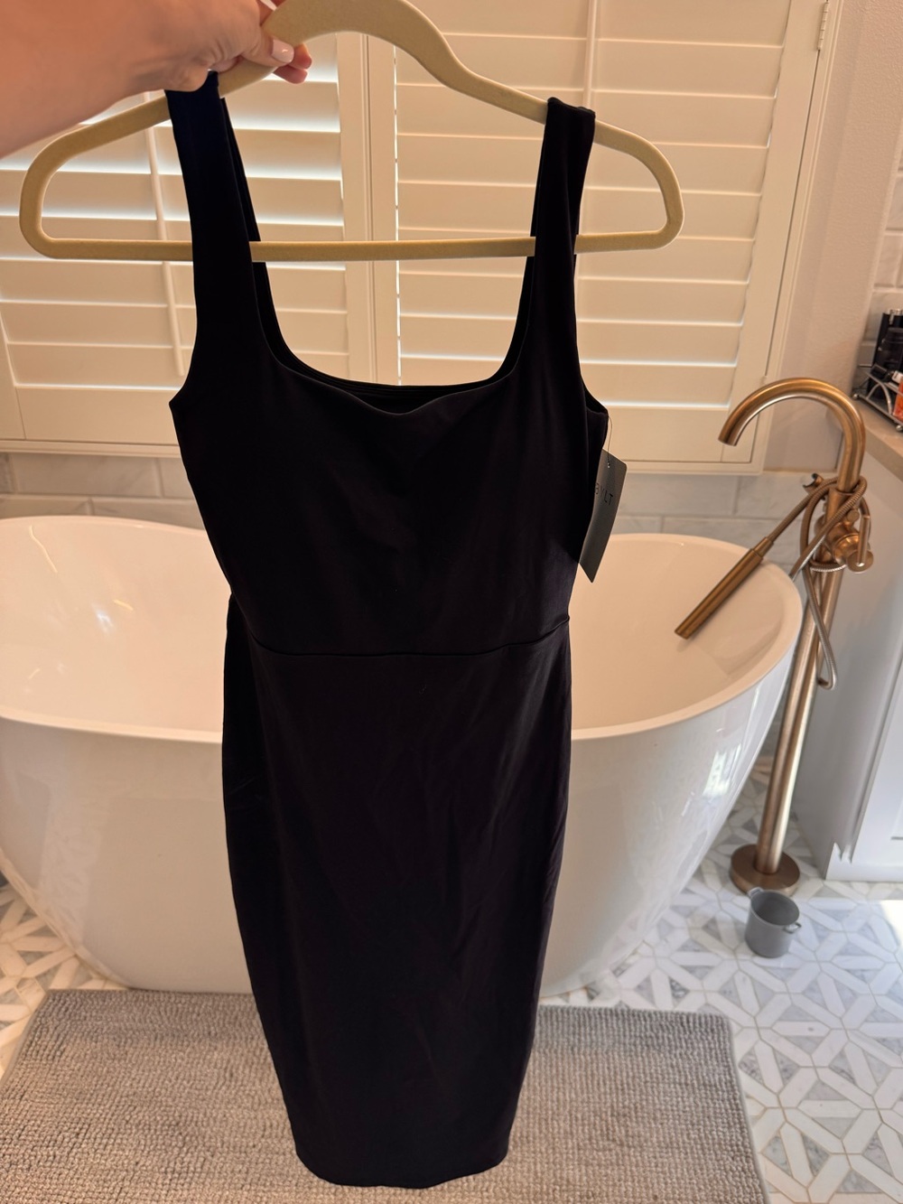 BYLT Basics Black cocktail Tank Dress goes below knees with built in bra NWT